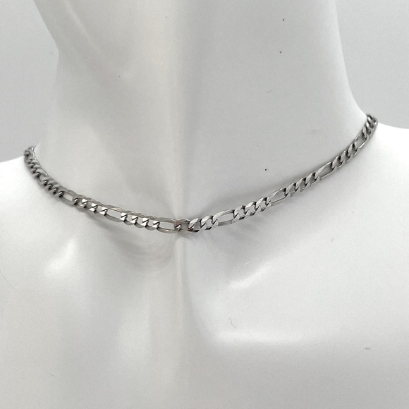 925 Sterling Silver Figaro Choker ⛓ - Picture 1 of 11